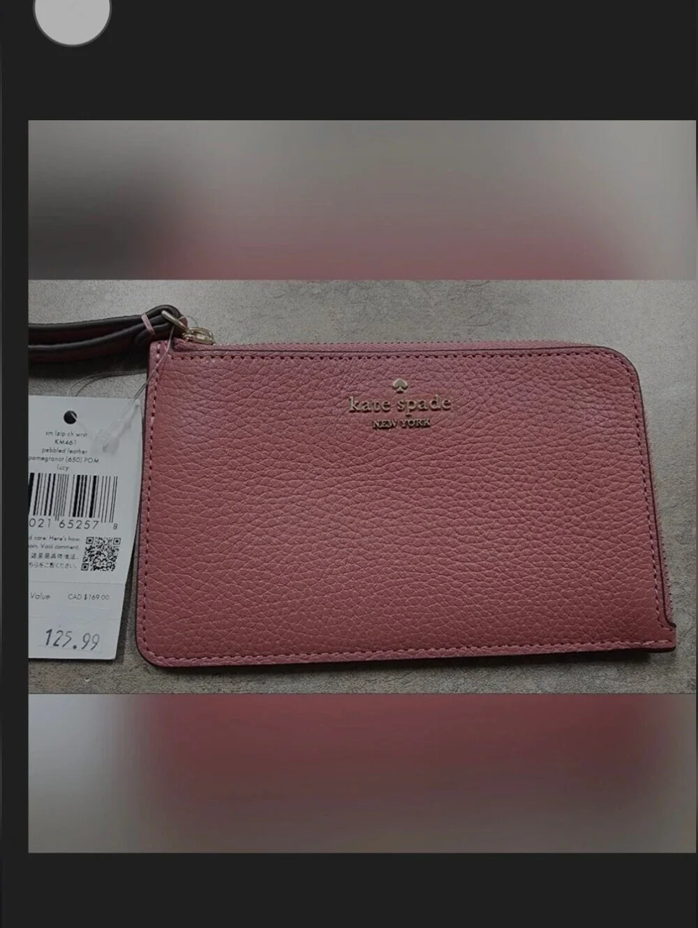 kate spade New York Pink Pebbled Leather Wristlet